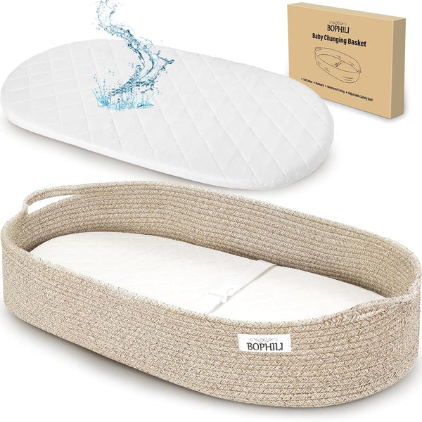 Baby Changing Basket Foldable Baby Changing Pad and Waterpoof Cover, Premium Handmade