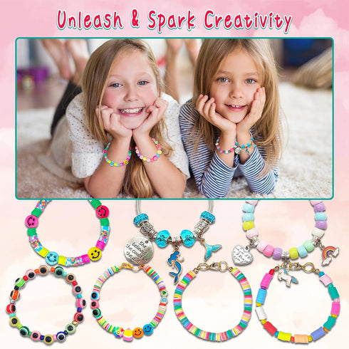 leitait Girls Toys Bracelet Making Kit, 3100pcs Beads for Charm Jewelry Making Supplies, Unicorn/Mermaid Crafts Gifts