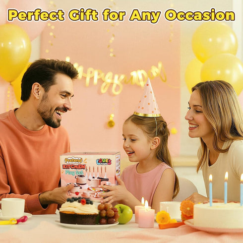 59PCS Set LovesTown Play Kitchen Accessories with Basket, Pink Pretend Play Food for Kids with Pots Pans Tableware