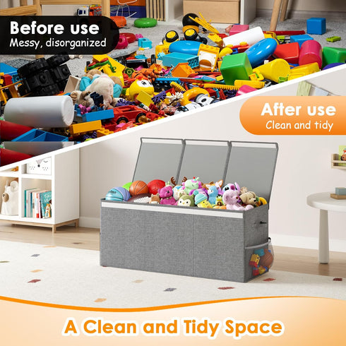 Fineonly (40" x14" x16") Extra Large Toy Box Chest with Lid, Kids Toy Storage Organizer for Boys Girls, Big Toy Bin