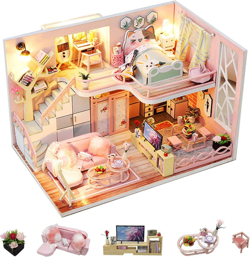 Flever Dollhouse Miniature DIY House Kit Creative Room with Furniture for Romantic