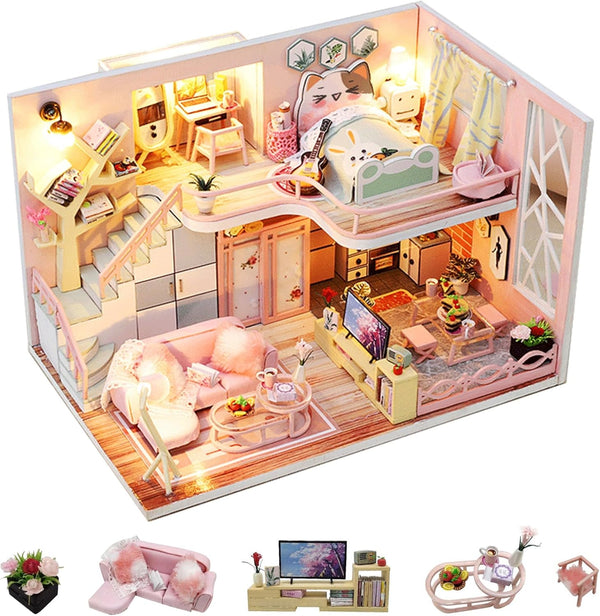 Flever Dollhouse Miniature DIY House Kit Creative Room with Furniture for Romantic