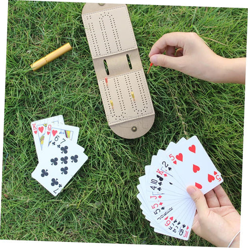 1 Set Cribbage Board Multifunctional Score Board, Portable Game Bag for Cards Game Accessory