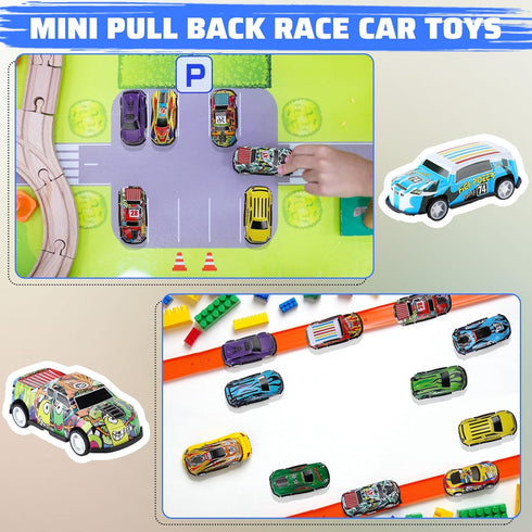 Jenaai 200 Pcs Mini Pull Back Cars, Bulk Toy Cars for Boys and Girls, Christmas Party Favor Gift