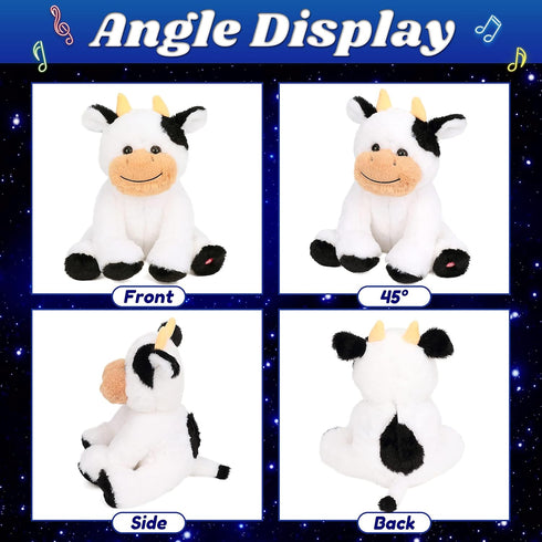 Cuteoy Glowing LED Cow Nightlight, Musical Plush Stuffed Animal with Lullabies, Gifts for Kids, 10"