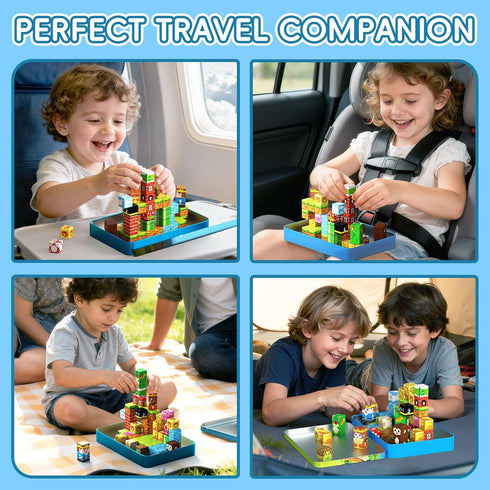 Zerxpho 60PCS Set, 3+ Mini Magnetic Building Cubes Adventure-themed Magnetic Blocks, Portable Magnetic Travel Blocks