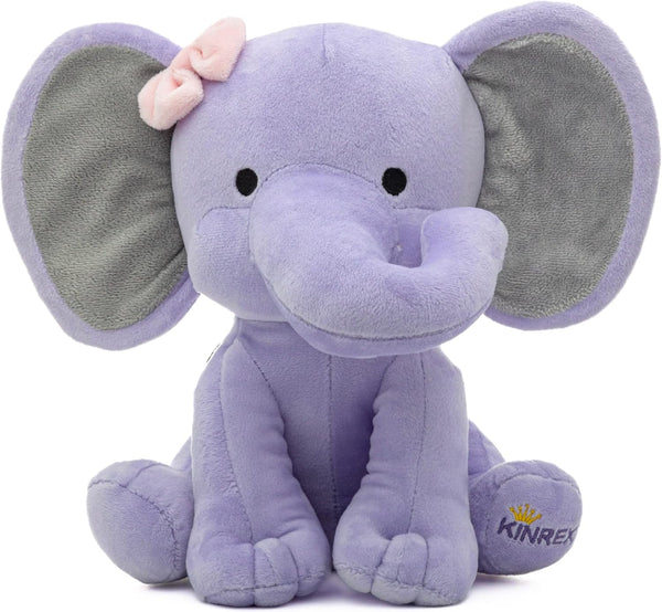 KINREX Elephant Stuffed Animals | Plush Toy for Babies, Girls, Boys | 9 Inches Purple Elephants Plushie for Baby Shower