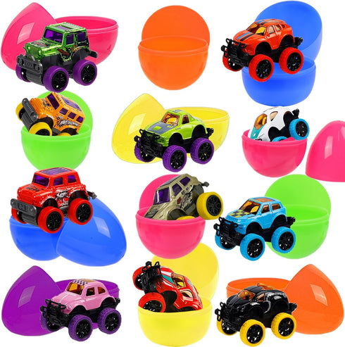 Set 12 3-6 Pullback 3-6 WATERGLIDE of Pull Back Cars for Year Old Boys, Easter Eggs Filled with Monster Vehicles Toys