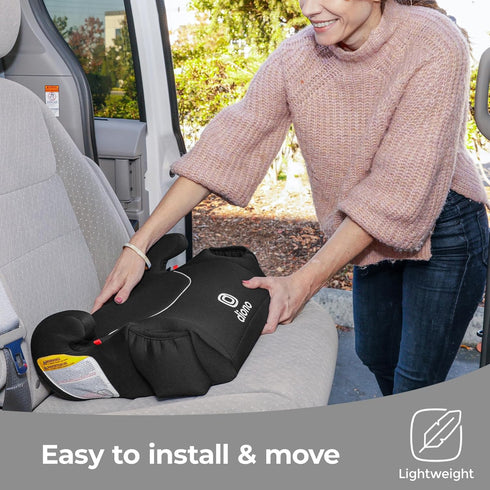 Diono Solana Lightweight Backless Booster Seat - Black, No Latch, Machine Washable
