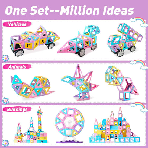 Set, 3 4 5 6 7 8+ 103pcs 3-5 MAGBLOCK Magnetic Building Blocks Upgraded Magnetic Tiles Toys for Year Old Girls, Magnet