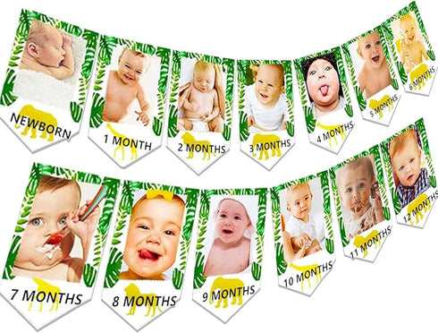 JeVenis Jungle Animals First Birthday Decoration, Wild Safari Banner for Birthday Celebration