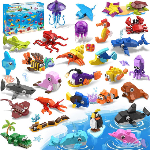 30 Pack Animals Easter Party Favors For Kids, 824PCS Marine Animal Building