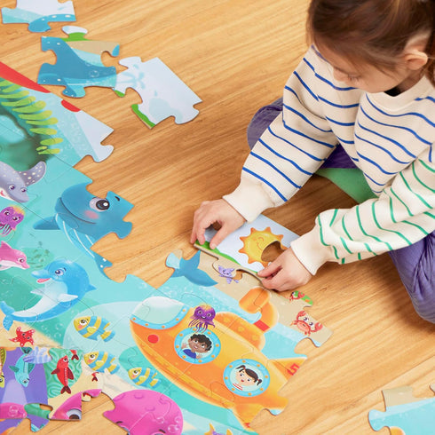 B. toys Gigantic Jigsaw 2-Pack, Sea & Solar System 48-Piece Floor Puzzles for Kids - Educational Toys