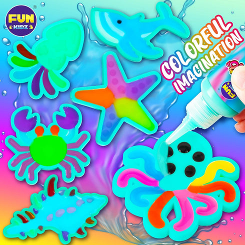 25 16 Summer Ocean Magic Water Elves Toys Kit, FunKidz Aqua Squishy Craft Kit for Kids Bright Ocean Colors Gel Ocan