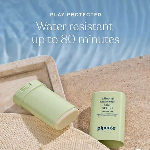 50, 0.6 oz, Pipette Baby Mineral Sunscreen Stick SPF Water-resistant Non-nano Zinc Oxide Mineral Sunscreen, UVB/UVA
