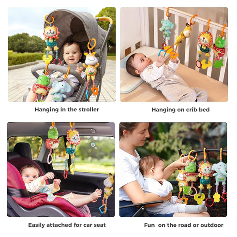 0, 3, 6, 9, 12 4 Pack TUMAMA Baby Toys for Months, Handbells Baby Rattles, Soft Plush Early Development Stroller Car