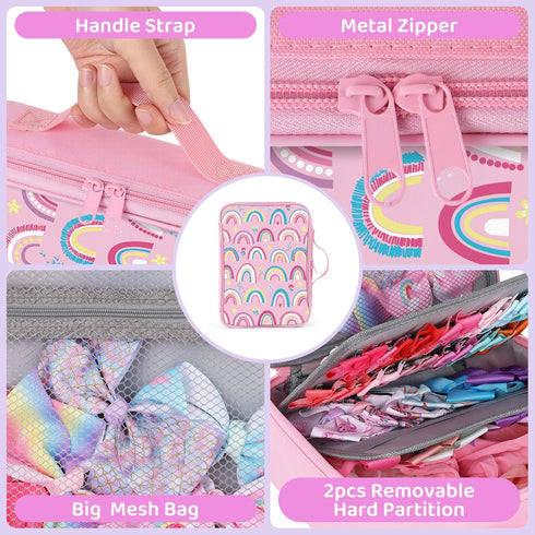 Bow Organizer for Girls, Bows Holder for Girls Hair, Bow Case Organizer for Toddler Baby Girl Hair Accessories for Claw