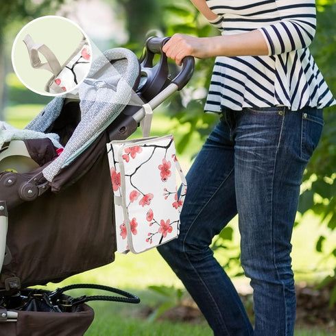 QwThum Portable Diaper Changing Pad Waterproof Foldable Travel Changing Mat with Built-in Pillow for Newborn Girls Boys