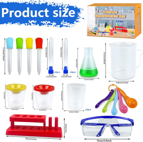 PPXMEEUDC 24PCS Educational Lab Science Experiments Early Learning Kit for Boys and Girls with Many Tools Droppers