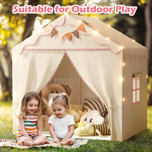2 4 51" 39" 53" Treestone Doors Kids Play Tent with Padded Mat & Light, Large Tent for Toddler with Windows,Kids