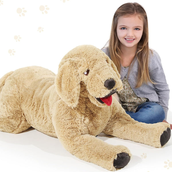 Geosar Giant Dog Stuffed Animals, Fluffy Labrador Large Plush Toy, Big Cuddly Body Pillow, Gifts for Kids & Pets, Gold