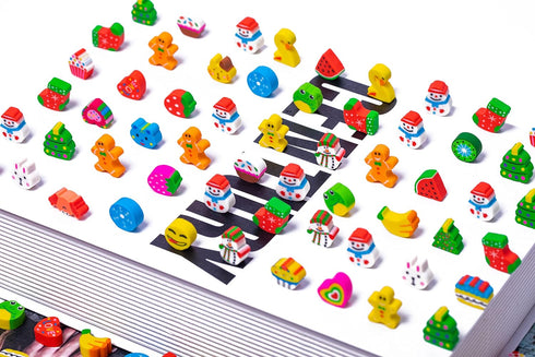 Mini Erasers for Kids Bulk, 300+ PCS Fun Food Animal Pencil Erasers for 100th Day of School