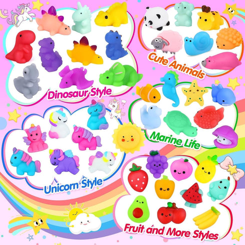 130pcs Party Favors Squishy Toys : Kawaii Squishies Fidget Toys Treasure Box Toy for Classroom Prizes Students Teacher