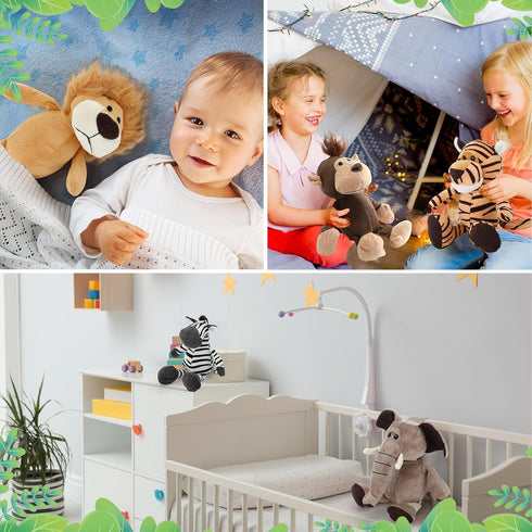 12 8 Inch Set HyDren Pieces Safari Stuffed Animals Jungle Animal Toys Boys Girls Plush Forest Animals Lion Elephant