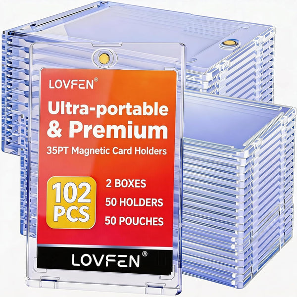 50ct Magnetic Card Holders for Trading Cards, 35pt Hard Cards Sleeves Case,