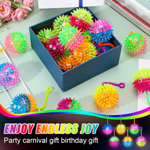 60 18 2.17'' Sotiff Pcs Pcs Light up Ball Spiky LED Ball Bouncy Glow in the Dark Party Favor Stress Relief Flashing