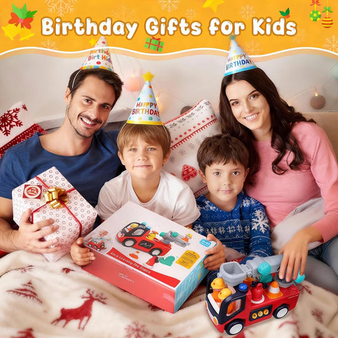 2 2 3 Yunaking Fire Truck Toys for Year Old Boys Girls Montessori Early Educational Learning Toy with Firefighting