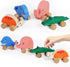 TOWO Wooden Cars for Toddlers, Animals on Wheels, Sensory Grasping Motor Skill Toy for Babies 12 Months+