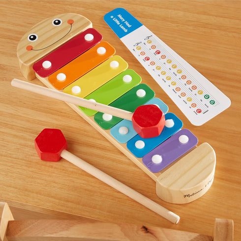 Melissa & Doug Caterpillar Xylophone Musical Toy with Wooden Mallets, 15.25" x 6.5" x 1.5"