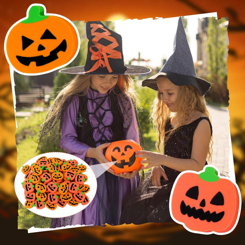 36 Pcs Halloween Pumpkin Erasers, Mini Novelty Pencil Erasers for Kids, Party Favors, Holiday Gift