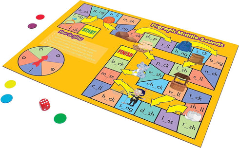 Junior Learning Phonics Board Games Set - 6 Counters for Ages 4-5, Language Skills