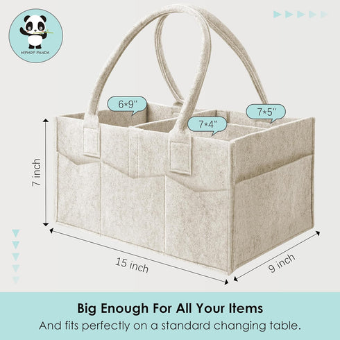2-Pack Set HIPHOP PANDA Diaper Caddy Organizer - Nursery Storage Bin & Car Organizer for Diapers, Wipes, and Baby