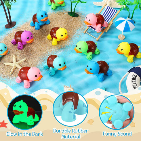 50 Decor(6 HyDren Pcs Rubber Turtle Duck Glow in The Dark Cute Duck Bulk Mini Squeaky Rubber Toys Floating Bathtub