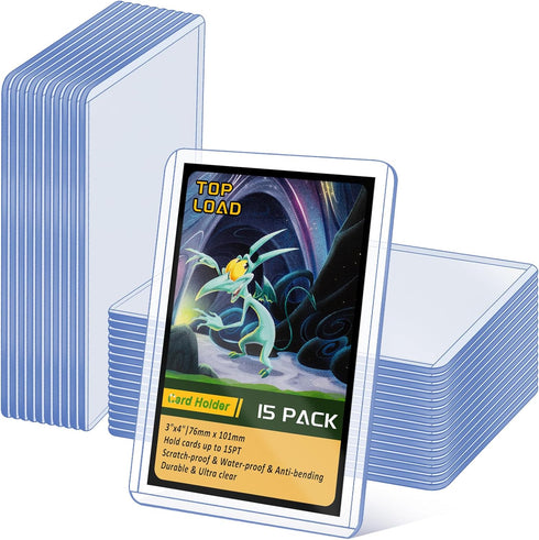 Maileto 15 Pack Top Loads for Cards 3"x4" Hard Plastic Card Sleeves Baseball