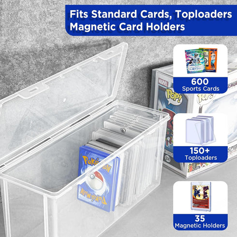 10 PCS Trading Card Storage Box Set, Plastic Top Loaders Storage Box for Standard Cards and Magnetic Holders
