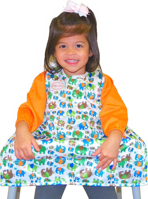 BIB-ON Long Sleeves - Full-Coverage Bib and Apron Combination for Infant, Baby, Toddler Ages 0-4