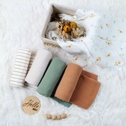 Meracorallo Muslin Swaddle Blanket, 100% Organic Cotton Soft and Breathable Receiving Wrap for Baby Boys and Girls