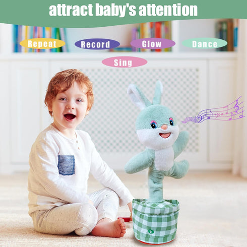 Talking Dancing Bunny Baby Toy for Kids Interactive Plush Toddlers Toys Talking Bunny Repeats What You Say Realistic