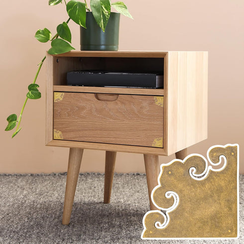 Brass Curled Box Corner Plate – Set of 2, 3.3"