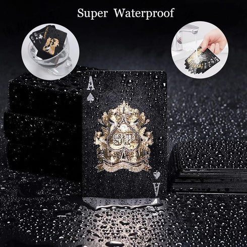 QkonkgnS Diamond Black Waterproof Playing Cards - HD Plastic Deck of Poker Cards, Professional Quality, Elegant Design