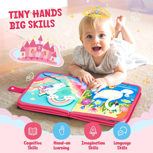 1-3, 1 JoyCat Travel Toys for Toddlers Princess Busy Book Busy Book for Year Old, Dress-Up, Unicorn & Castle Play Quiet