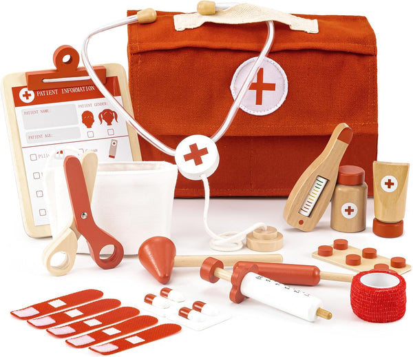 Wooden Doctor Play Set for Toddlers - A Complete Durable Pretend Play