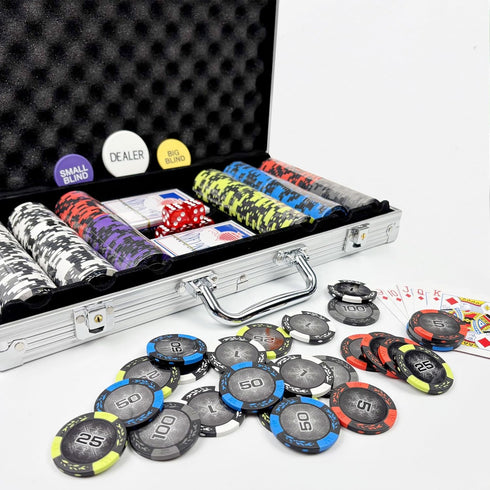 AIBETOMG Numbers,300Pcs Set Case,14 Set Poker Chips with Clay Poker Chips with Aluminum Travel Gram Casino Poker