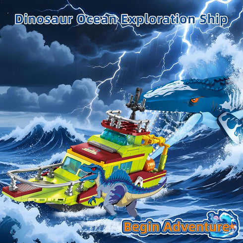 3 1 Set 6-12 kiothdre in Ocean Explorer Dinosaur Building Compatible with Dinosaur Park World, City Boat Ship