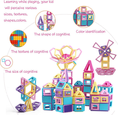 ASOK 181 Pcs Magnetic Building Blocks: STEM Educational Magnet Tiles for Kids' Creativity & Imagination