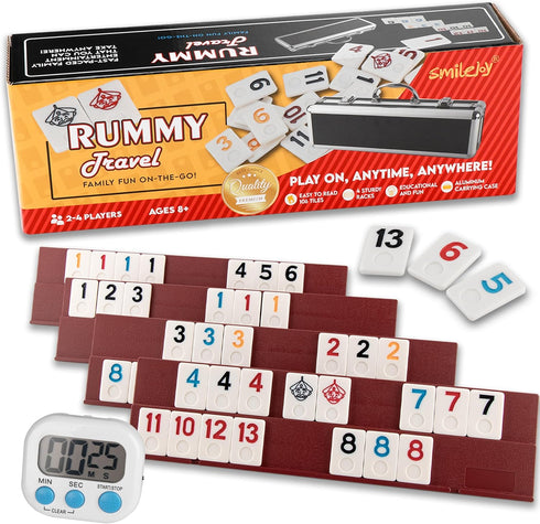 Smilejoy Rummy Cube Game Four Players Edition, Deluxe 106 Tiles Rummy Cube
